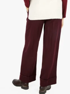 Solada Pantaloni donna a gamba larga con risvolto - bordeaux