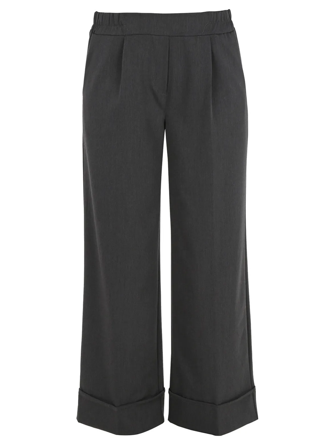 Solada Pantaloni donna a gamba larga con risvolto - grigio scuro