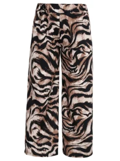 Solada Pantaloni donna a gamba larga con stampa fantasia - khaki