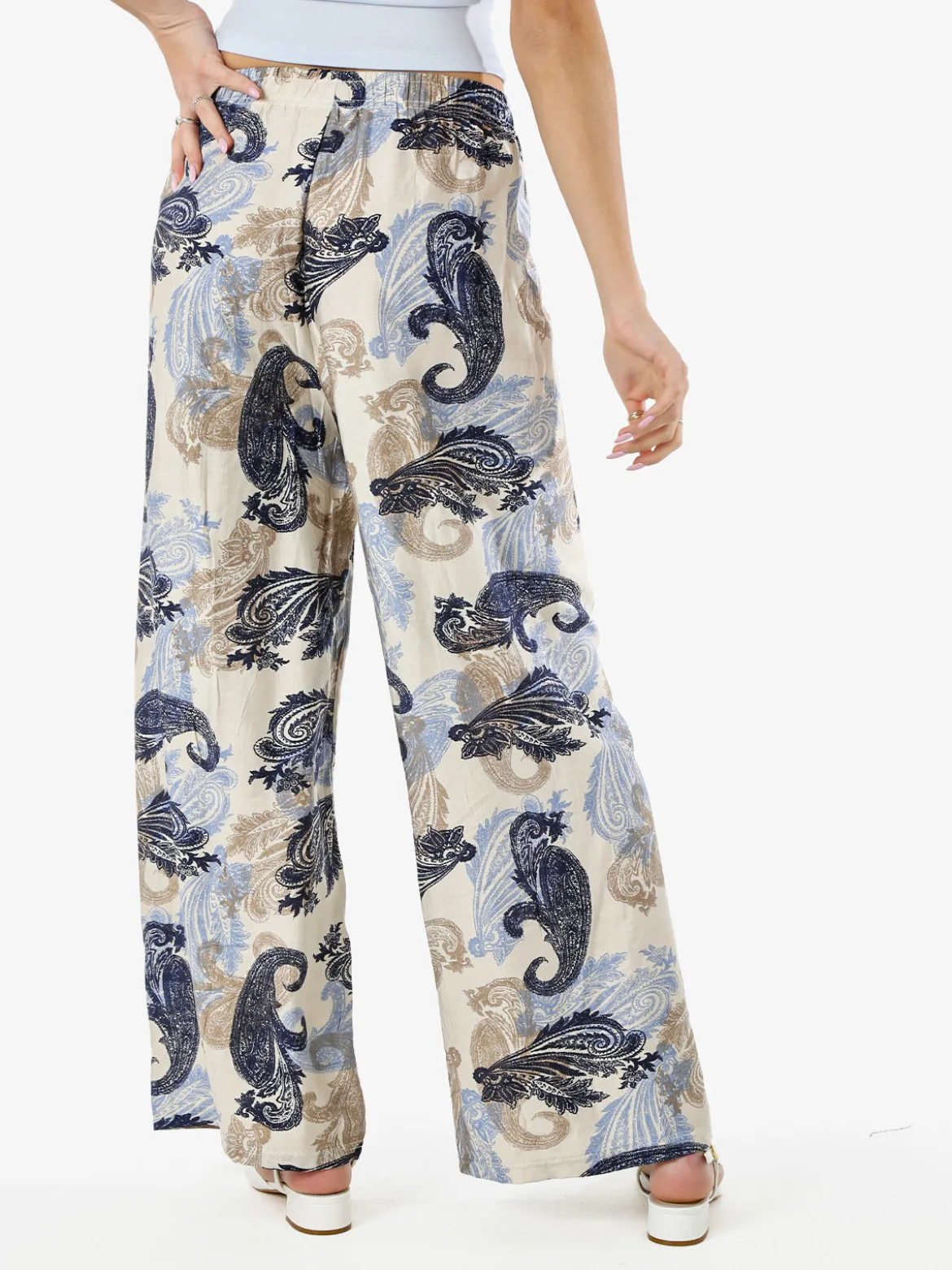 Solada Pantaloni donna a gamba larga con stampe - blu scuro