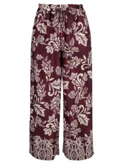 Solada Pantaloni donna a gamba larga con stampe - bordeaux
