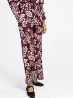 Solada Pantaloni donna a gamba larga con stampe - bordeaux