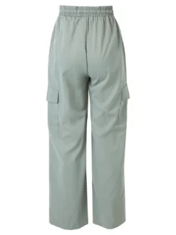 Solada Pantaloni donna a gamba larga con tasconi laterali e coulisse - pistacchio