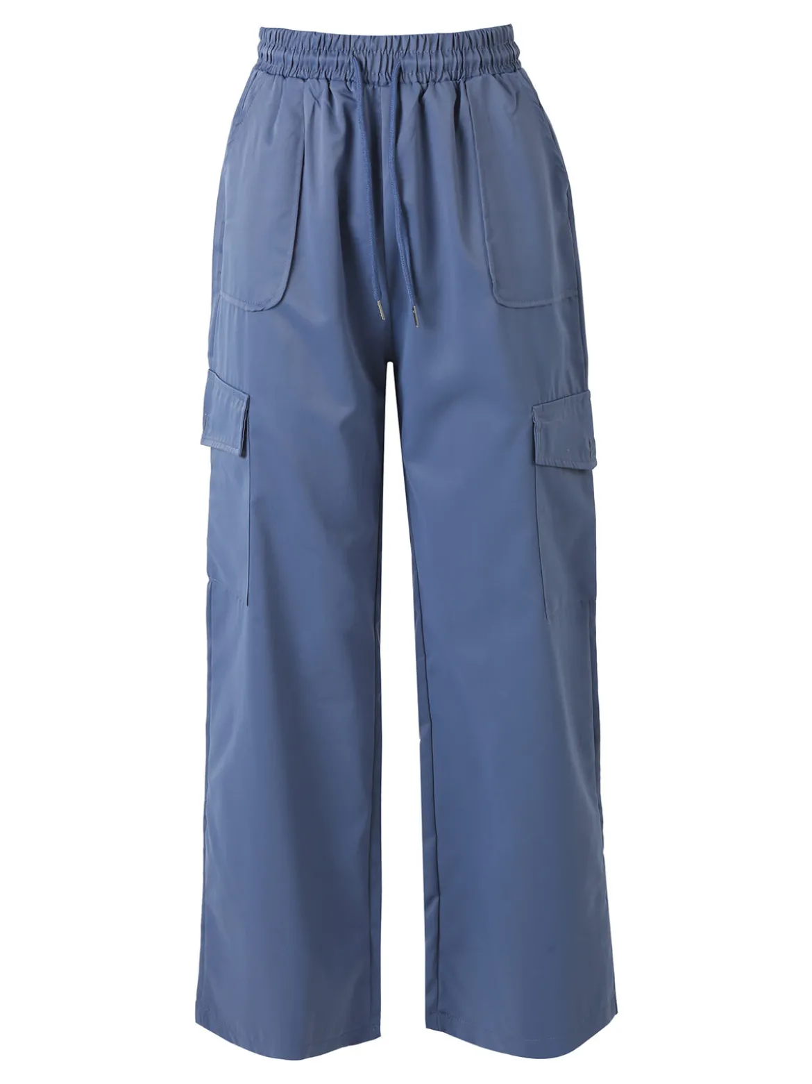 Solada Pantaloni donna a gamba larga con tasconi laterali e coulisse - blu