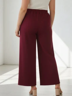 Solada Pantaloni donna a gamba larga taglie forti - bordeaux