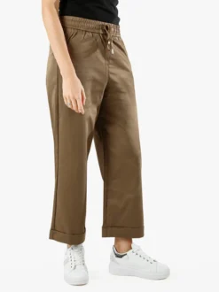 Solada Pantaloni donna a palazzo con risvolto - fango
