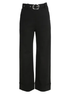 Solada Pantaloni donna a vita alta con cintura - nero