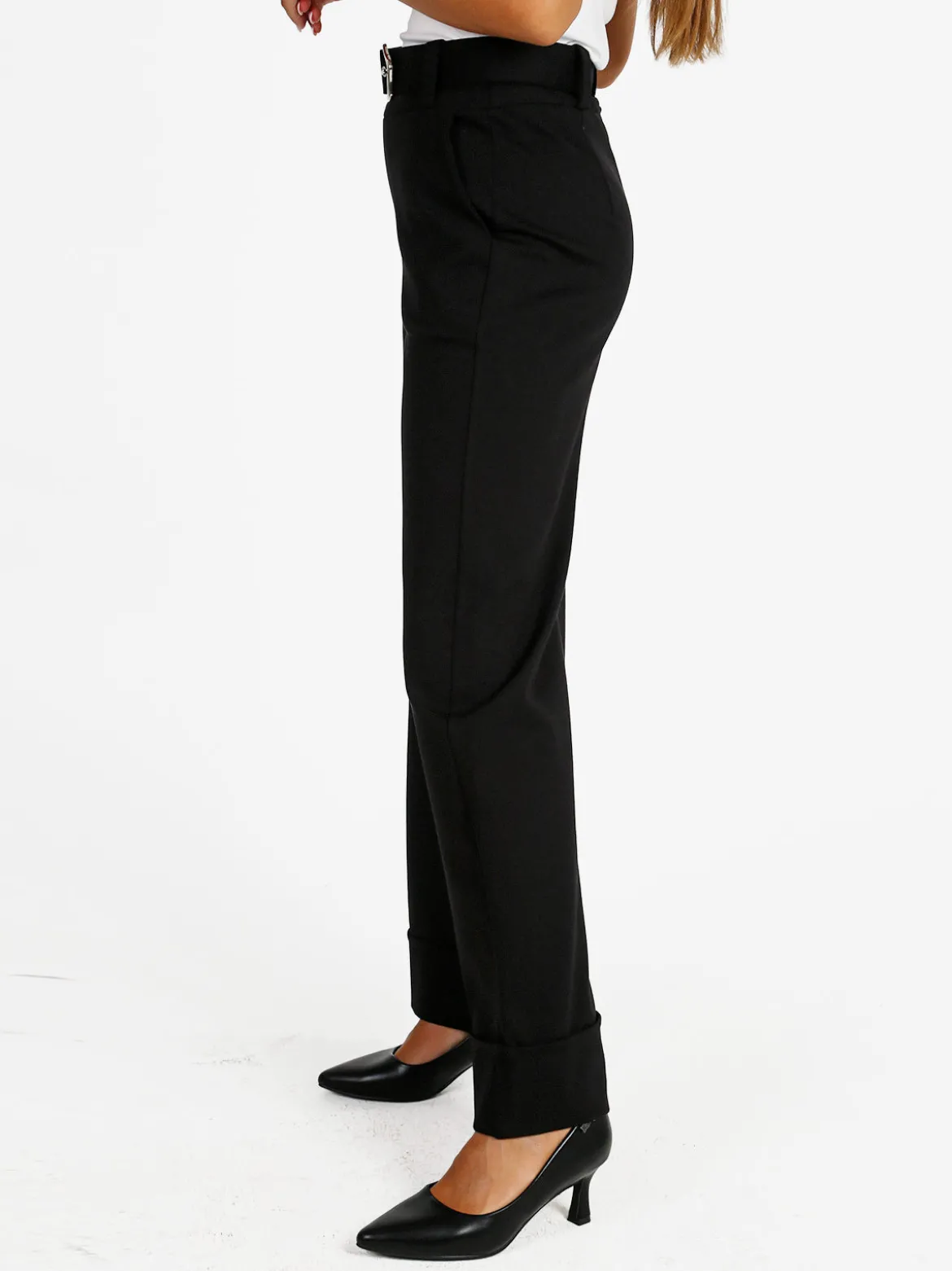 Solada Pantaloni donna a vita alta con cintura - nero