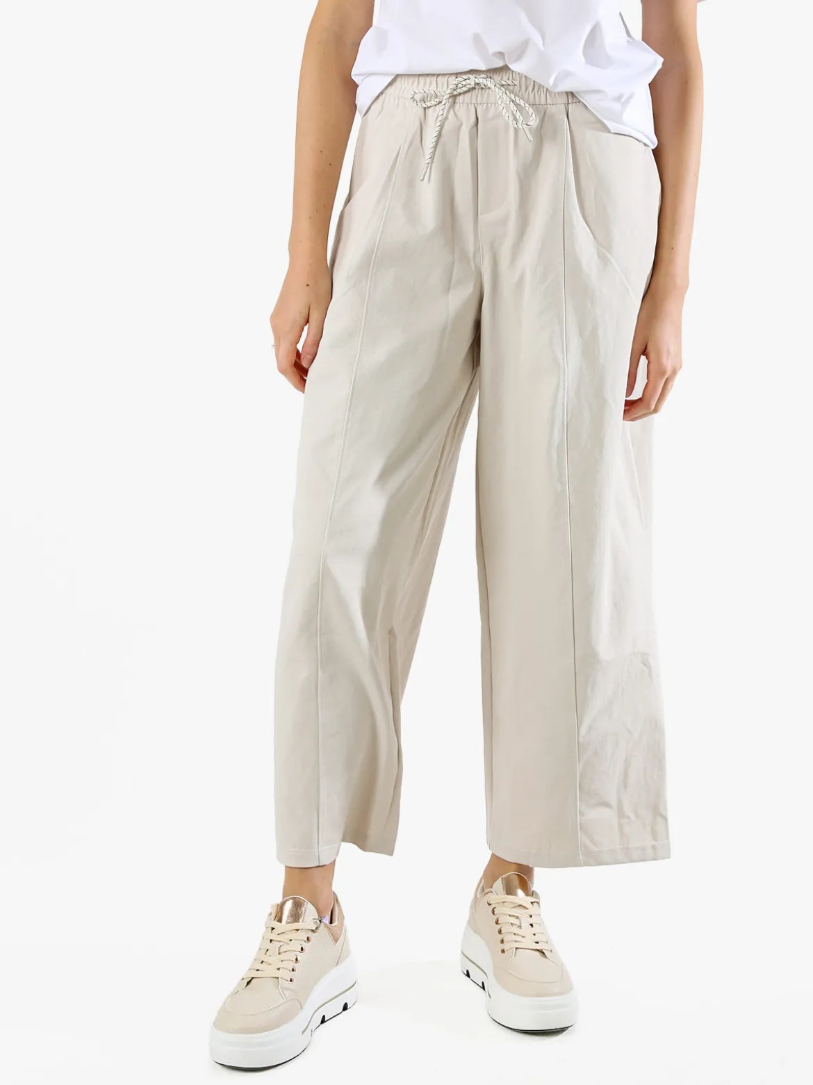 Solada Pantaloni donna barrell cropped - beige
