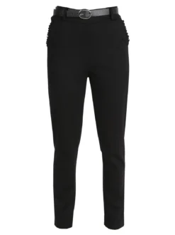Solada Pantaloni donna casual a vita alta - nero