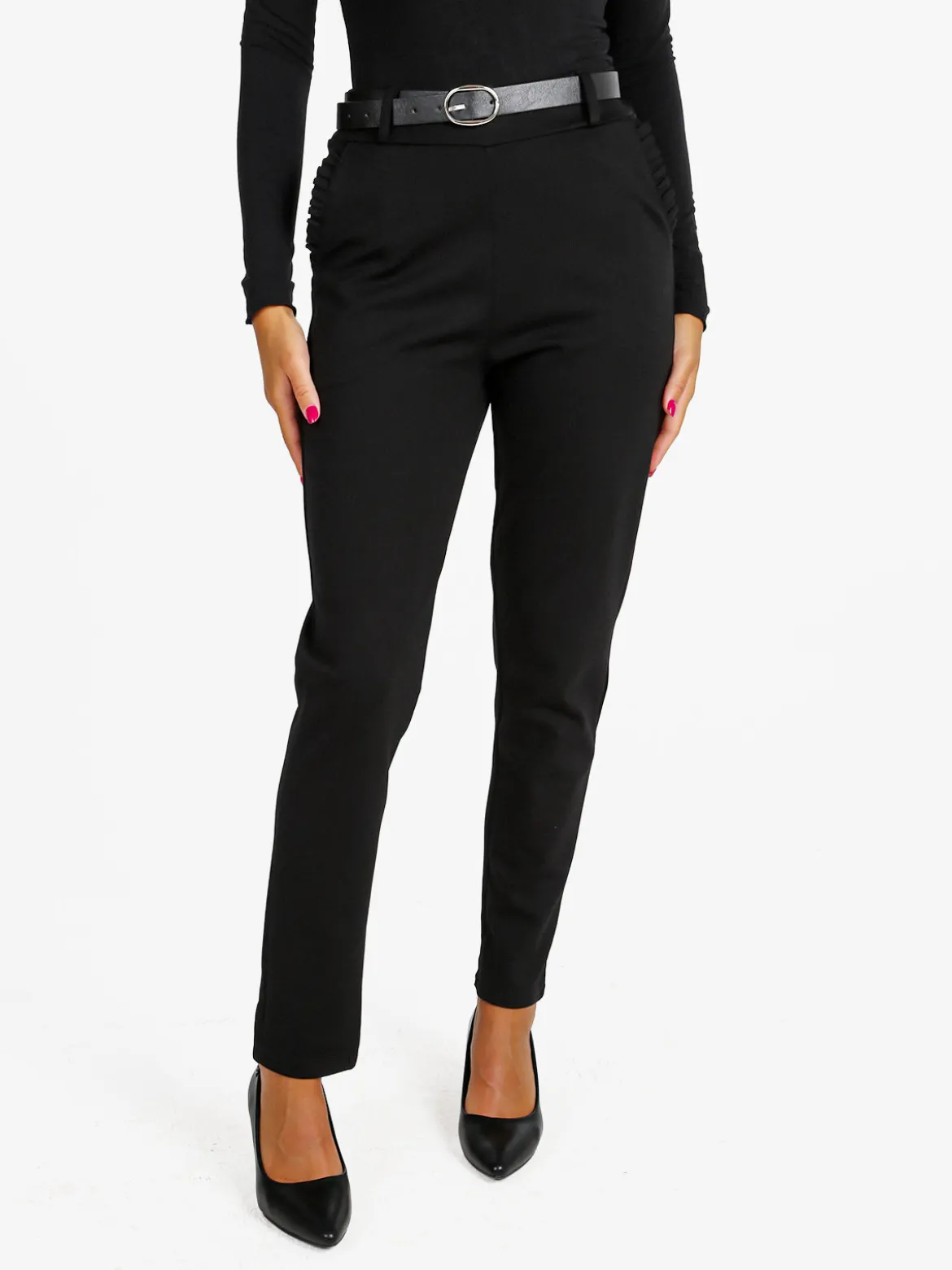 Solada Pantaloni donna casual a vita alta - nero