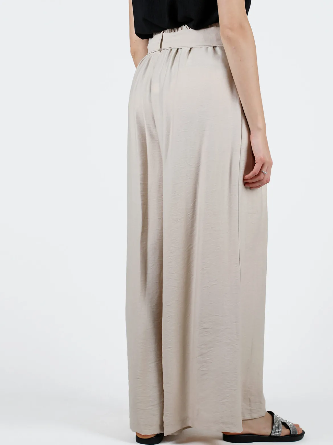 Solada Pantaloni donna con vita alta elastica e gamba larga