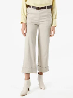 Solada Pantaloni donna cropp a gamba larga con stampa texture - beige