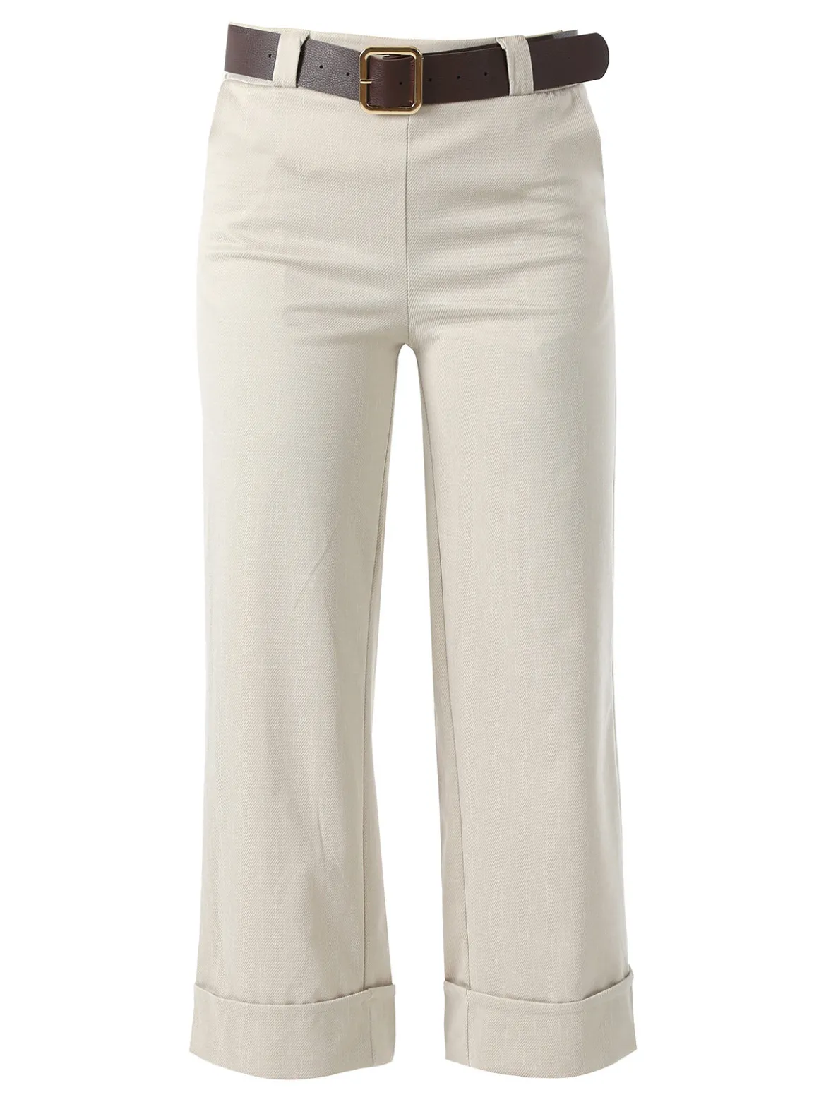 Solada Pantaloni donna cropp a gamba larga con stampa texture - beige
