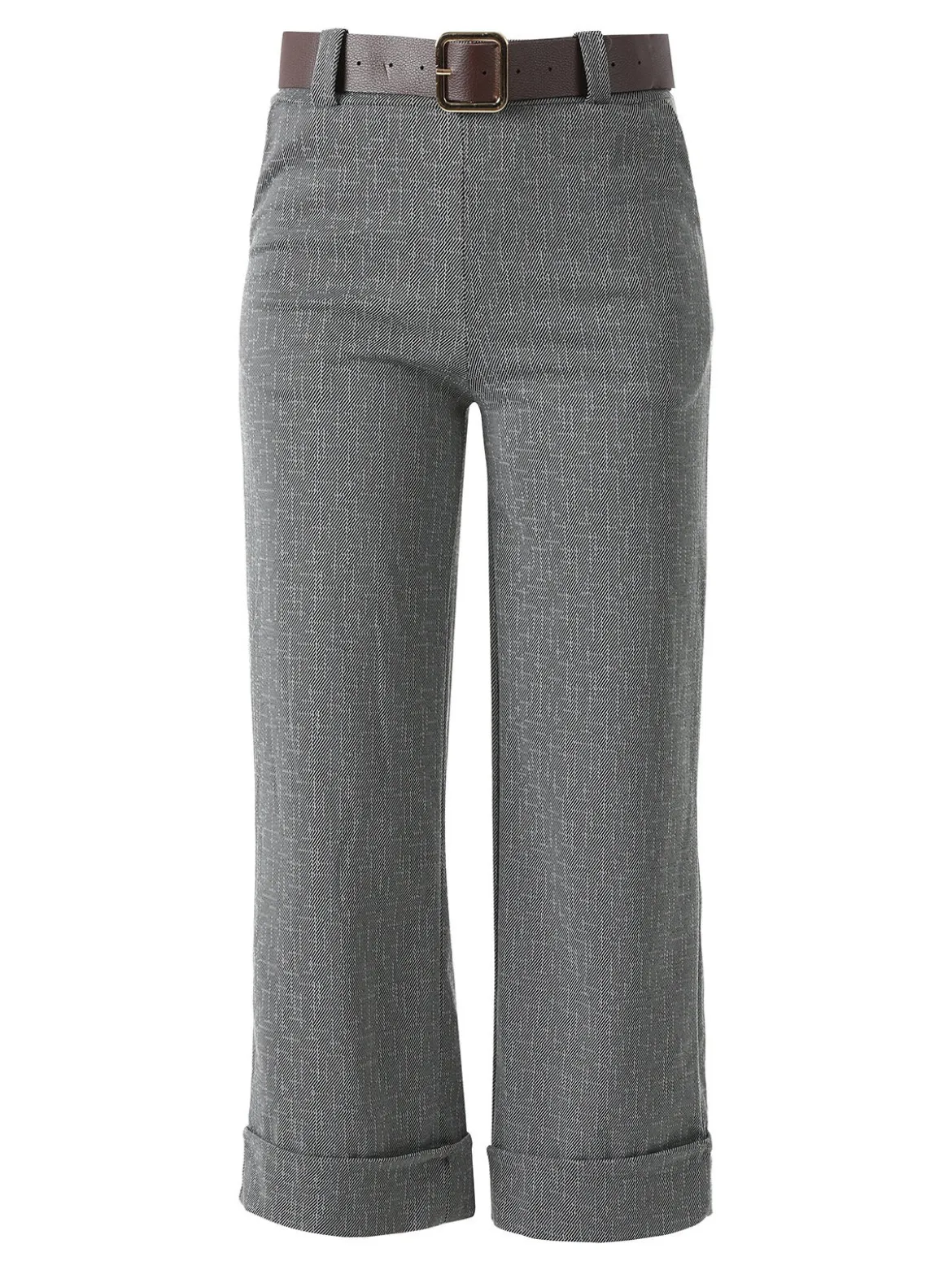 Solada Pantaloni donna cropp a gamba larga con stampa texture - grigio