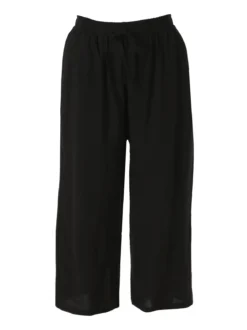 Solada Pantaloni donna cropped a gamba larga con coulisse - nero