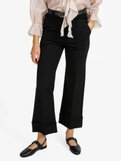 Solada Pantaloni donna culotte con cintura e risvolto sul finale