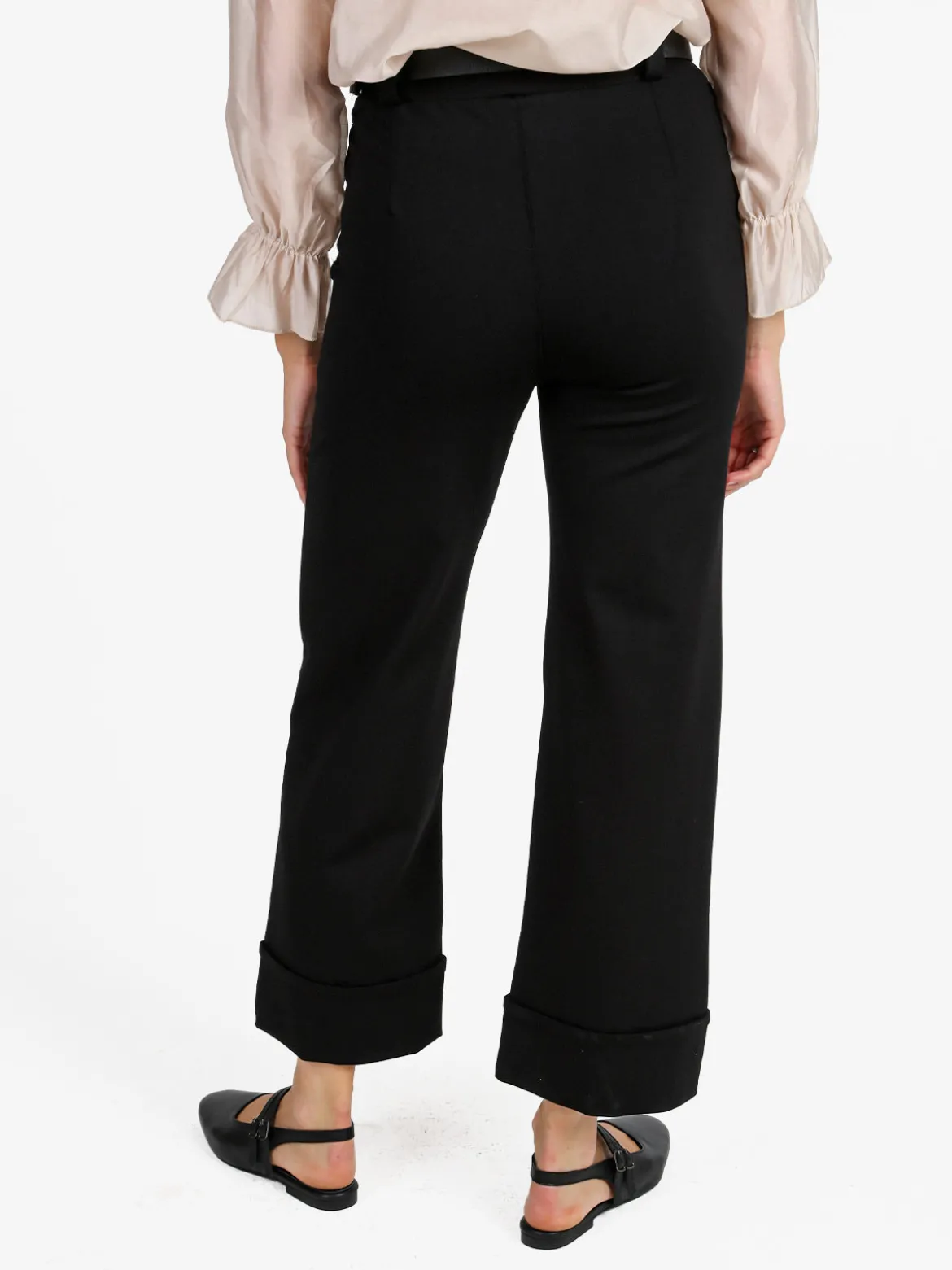 Solada Pantaloni donna culotte con cintura e risvolto sul finale
