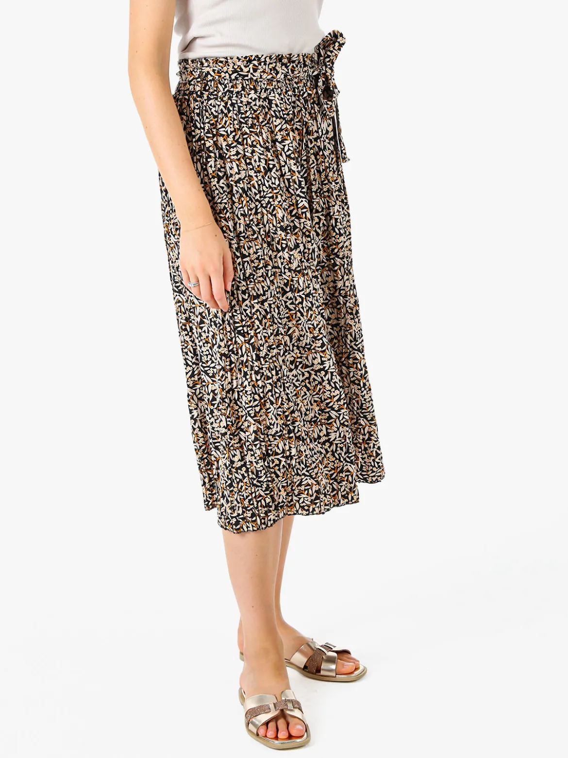 Solada Pantaloni donna culotte con stampa floreale - nero