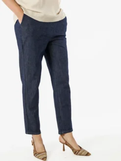 Solada Pantaloni donna effetto jeans con elastico in vita - blu scuro
