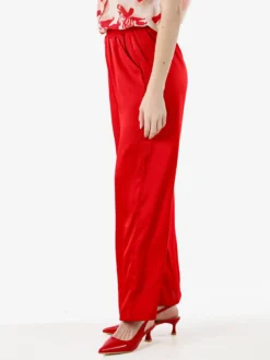 Solada Pantaloni donna effetto raso - rosso
