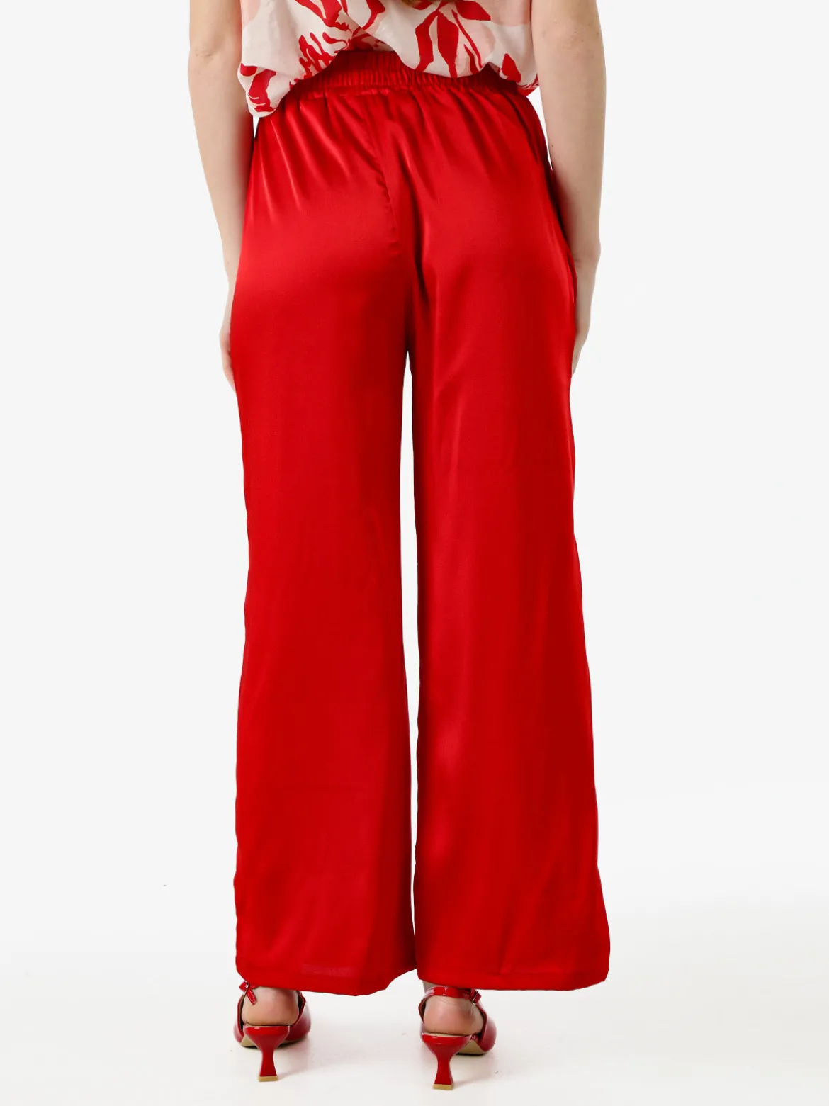 Solada Pantaloni donna effetto raso - rosso