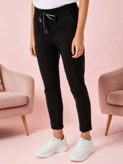 Solada Pantaloni donna elasticizzati con coulisse - nero