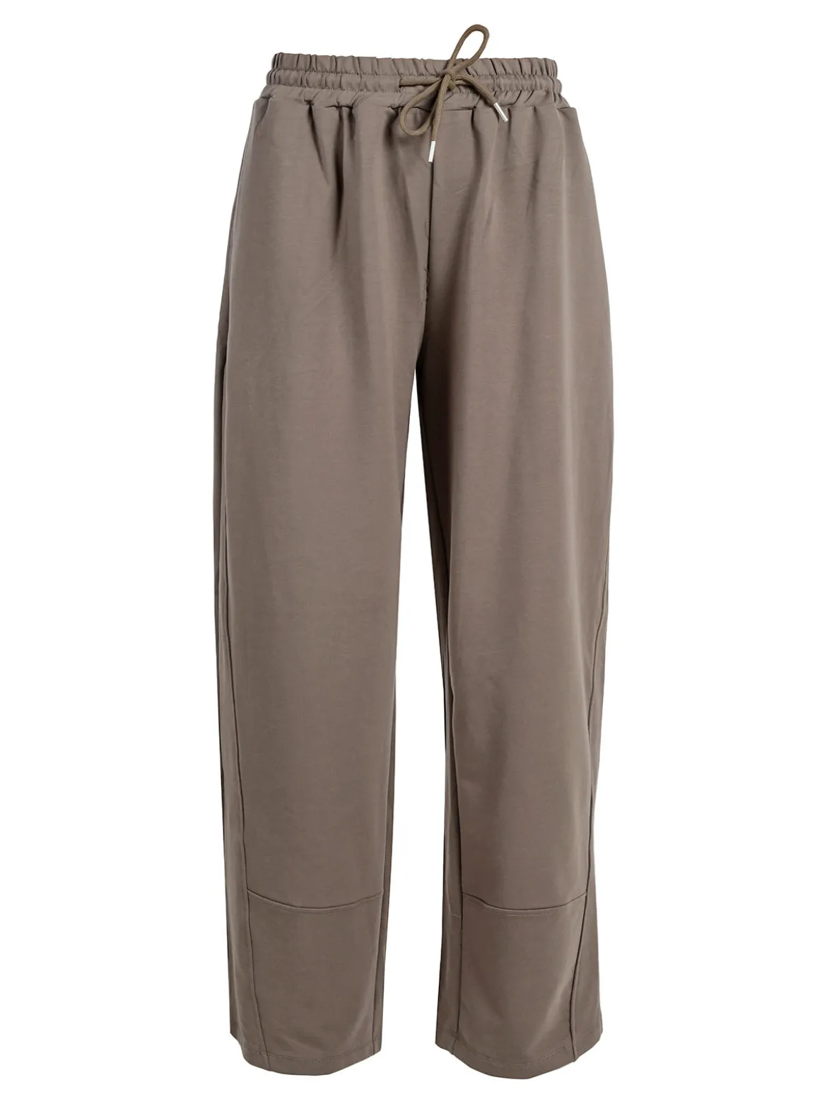Solada Pantaloni donna in cotone a gamba larga con coulisse - tabacco