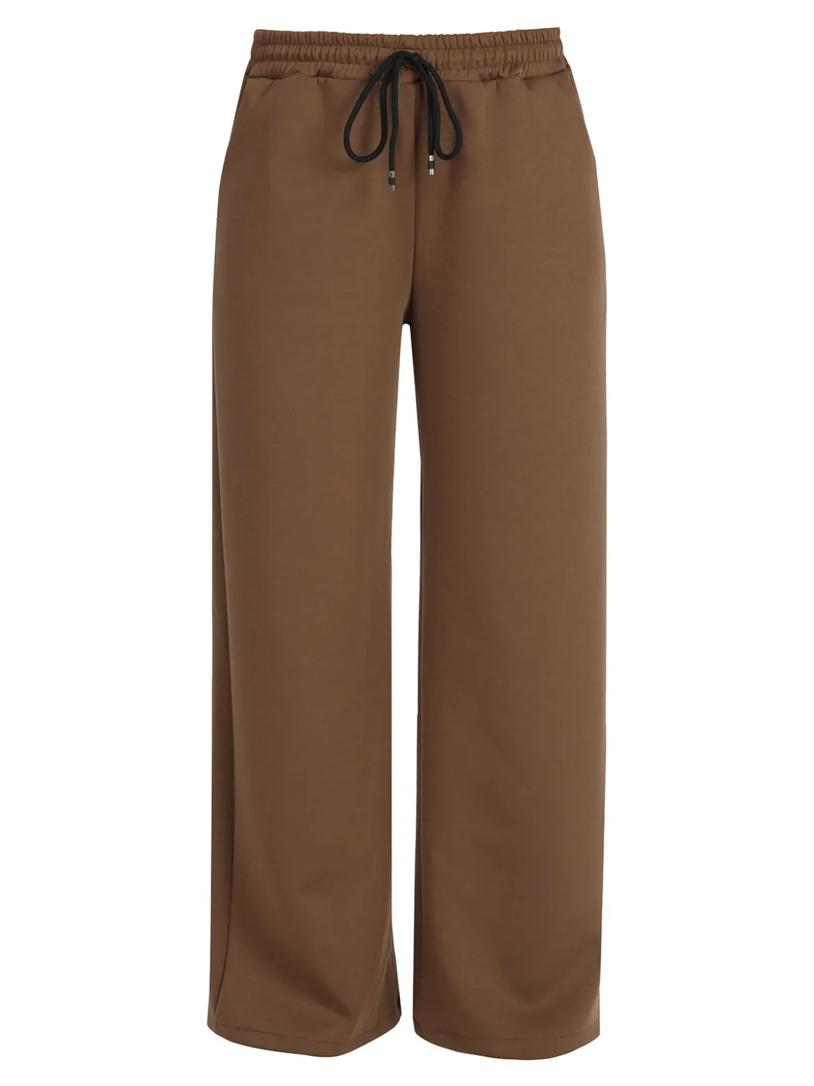 Solada Pantaloni donna in felpa a gamba larga con coulisse - marrone