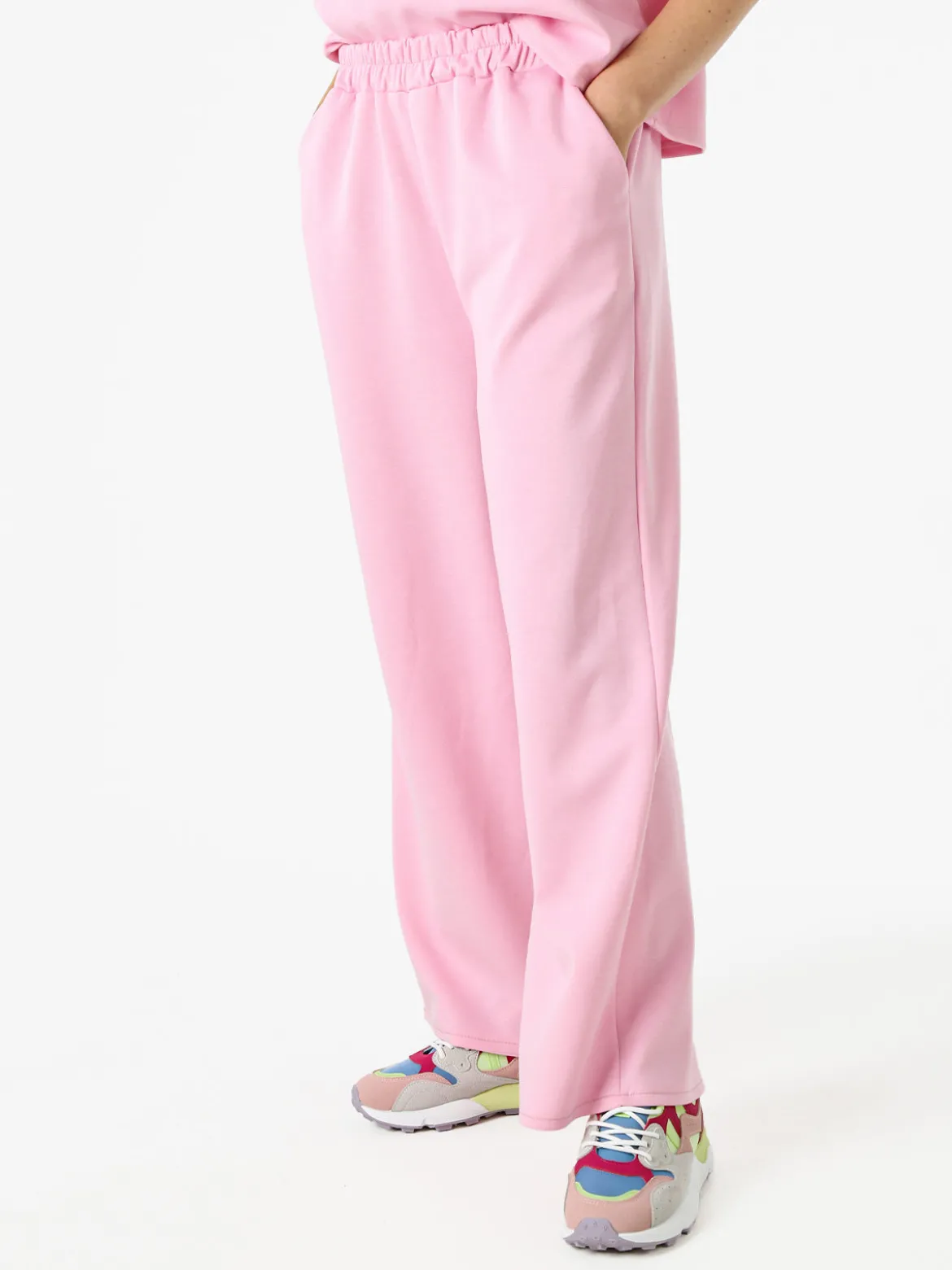 Solada Pantaloni donna in felpa a gamba larga - rosa