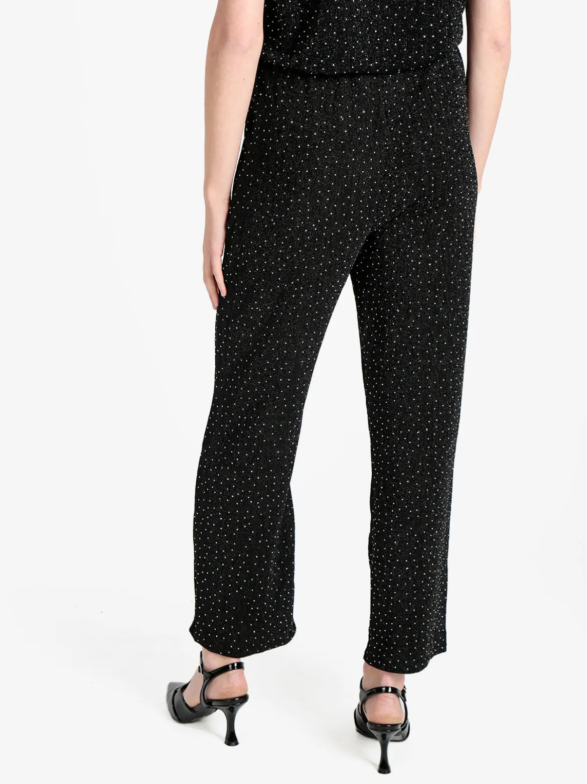 Solada Pantaloni donna in lurex con piccole borchie