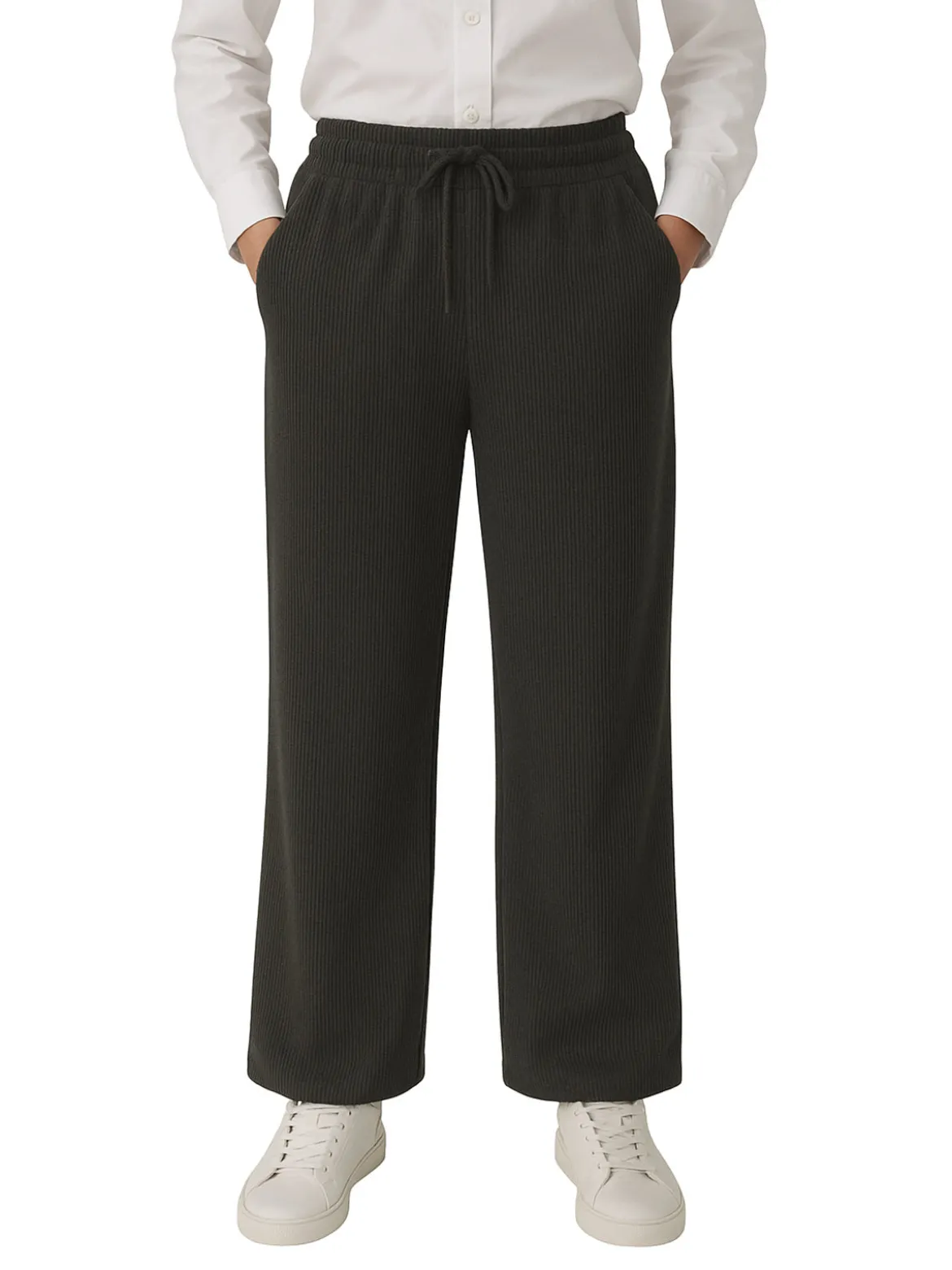 Solada Pantaloni donna in velluto a coste con coulisse - militare
