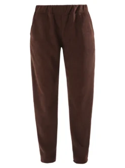 Solada Pantaloni donna in velluto con elastico in vita - moro