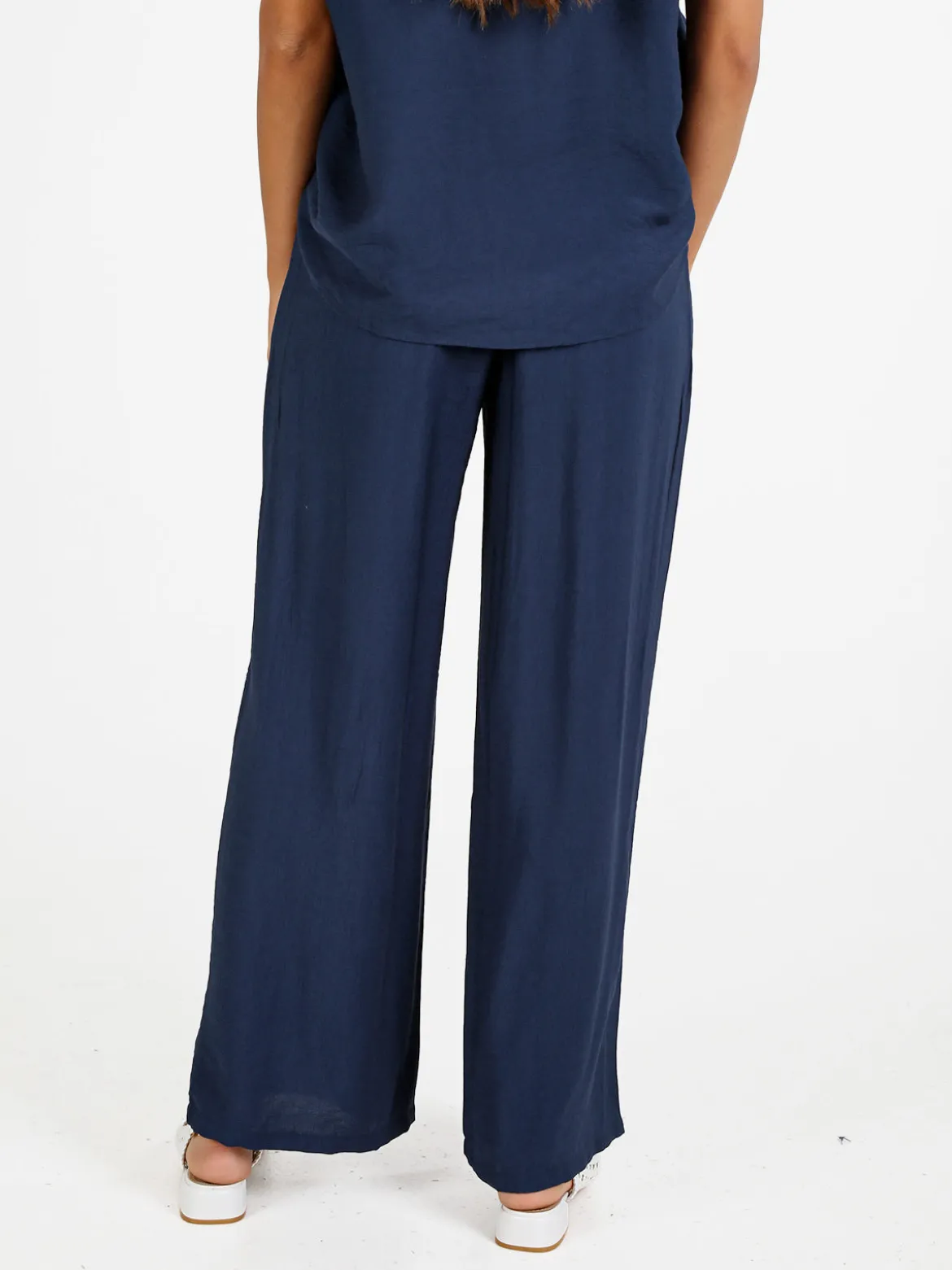 Solada Pantaloni donna in viscosa a gamba larga - blu scuro