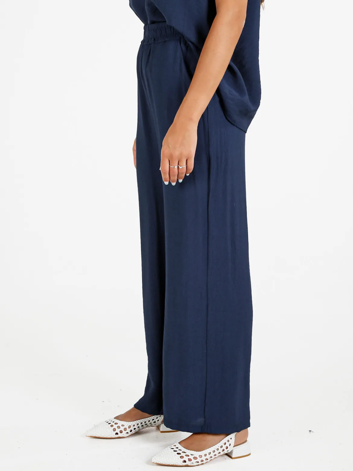 Solada Pantaloni donna in viscosa a gamba larga - blu scuro