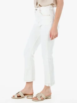 Solada Pantaloni donna jeans cropped a zampa - panna