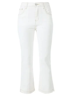 Solada Pantaloni donna jeans cropped a zampa - panna