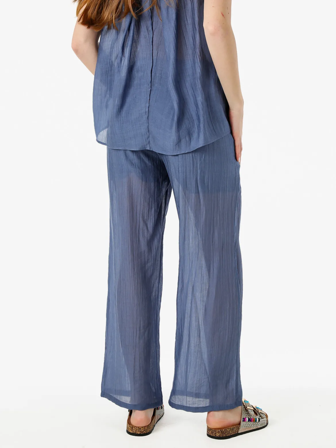 Solada Pantaloni donna leggeri a gamba larga - blu