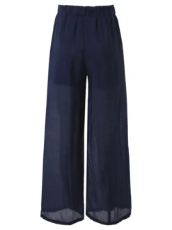 Solada Pantaloni donna leggeri a gamba larga - blu scuro
