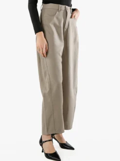 Solada Pantaloni donna leggeri a palloncino con vita alta - taupe