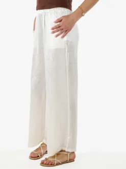 Solada Pantaloni donna leggeri effetto lucido - bianco