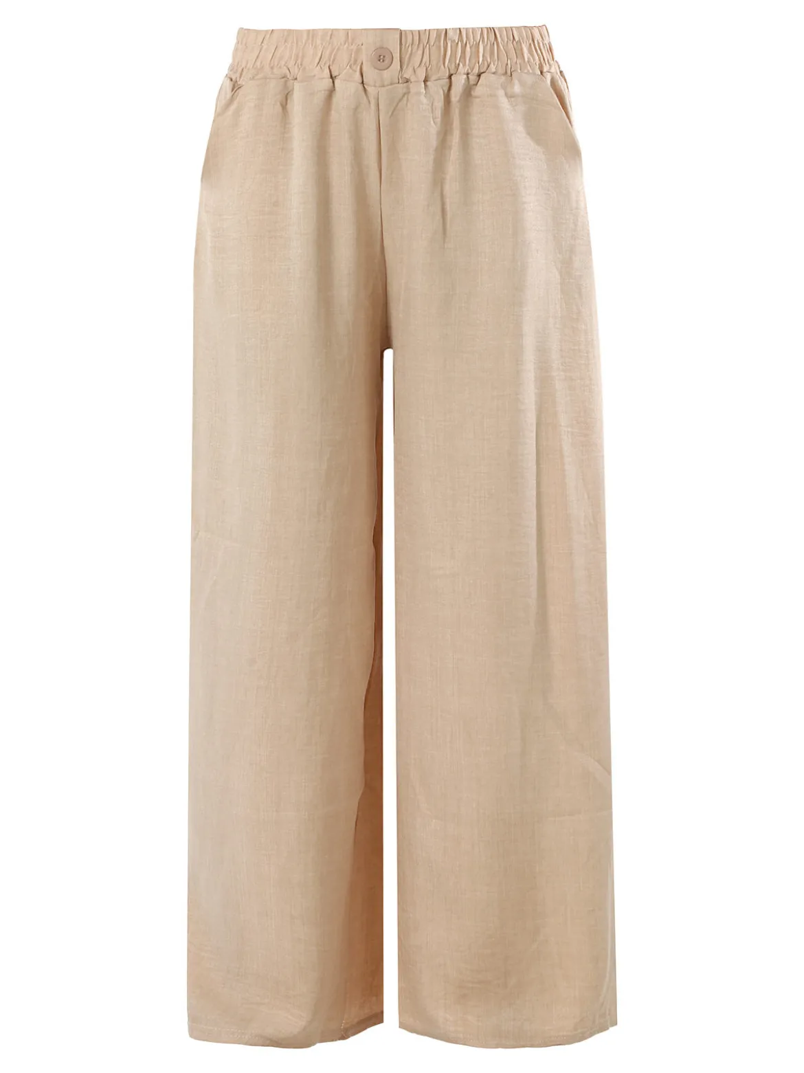 Solada Pantaloni donna leggeri in misto lino a gamba larga - beige