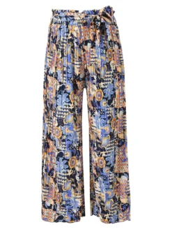 Solada Pantaloni donna plissettati a gamba larga con stampe - blu