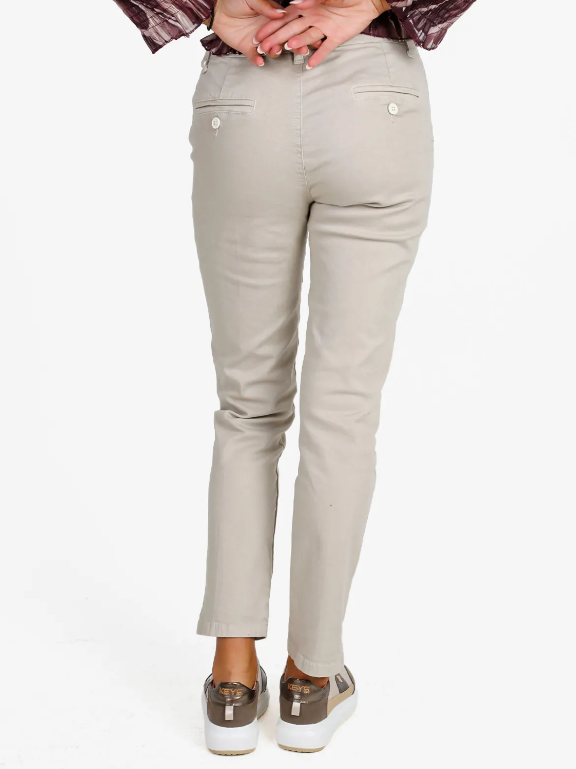 Solada Pantaloni donna slim fit a vita bassa - beige