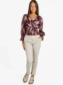 Solada Pantaloni donna slim fit a vita bassa - beige