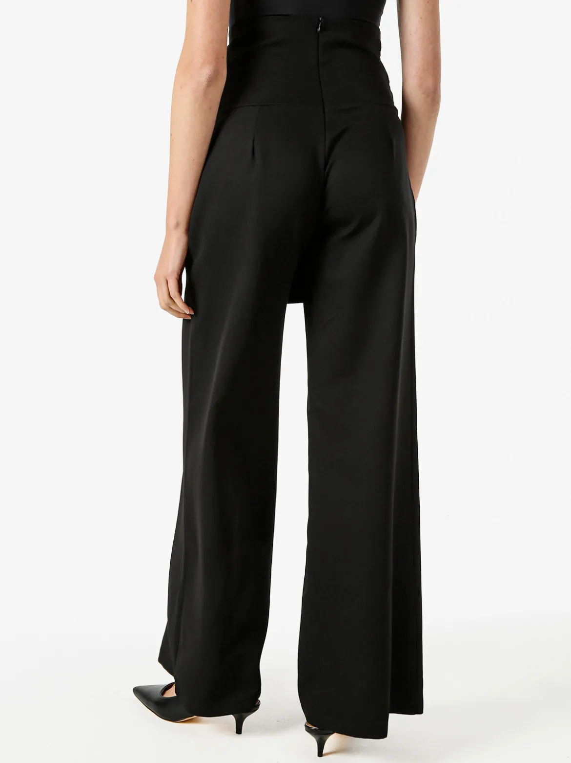 Solada Pantaloni eleganti da donna a vita alta con dettaglio - nero