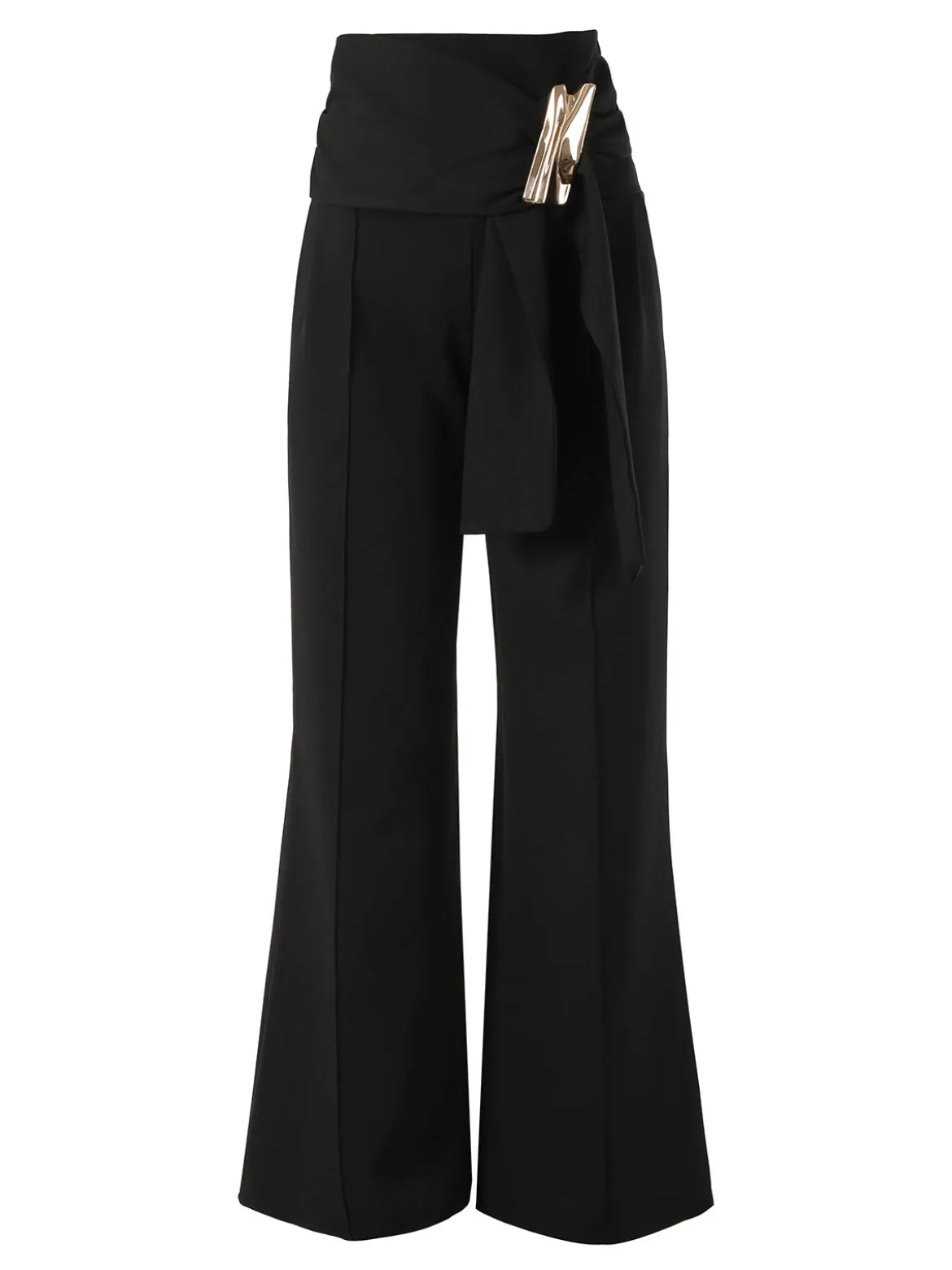 Solada Pantaloni eleganti da donna a vita alta con dettaglio - nero