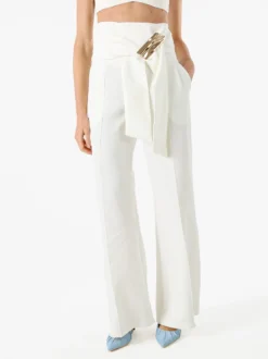 Solada Pantaloni eleganti da donna a vita alta con dettaglio - bianco