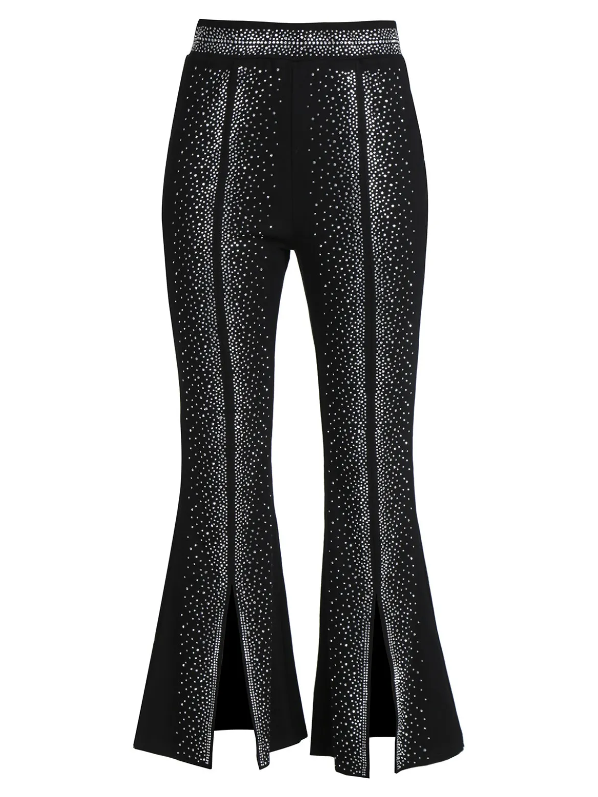 Solada Pantaloni eleganti da donna con strass e finale a zampa con spacco
