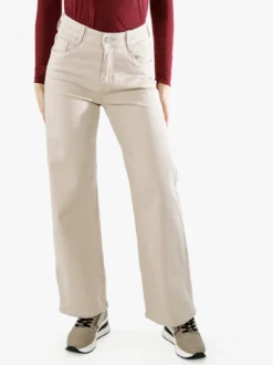 Solada Pantaloni jeans da donna a gamba larga push-up - beige